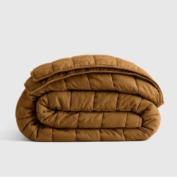 Quince | Bedding | Quince European Linen Box Quilt Kingcal King Tobacco 746 